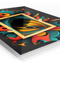 Rhythmic Geometric Orbits premium metal wall art – angled view