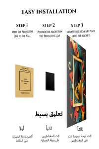 Magnetic mounting installation guide for Rhythmic Geometric Orbits metal wall art