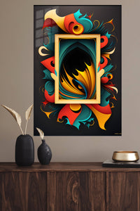 Rhythmic Geometric Orbits metal wall art displayed in a modern interior