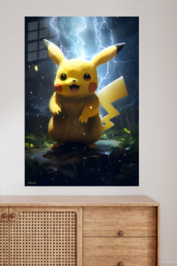 Electric Yellow Creature metal wall art displayed in a modern interior