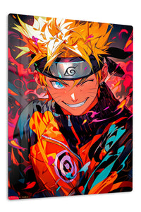 Fiery Ninja Hero Portrait premium metal wall art – front view