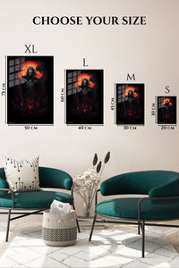 EMESA metal wall art size comparison guide for Crimson Shadow Warrior