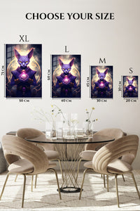 EMESA metal wall art size comparison guide for Mystic Purple Feline Guardian