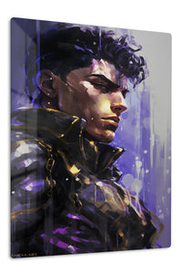 Violet Futuristic Warrior premium metal wall art – front view
