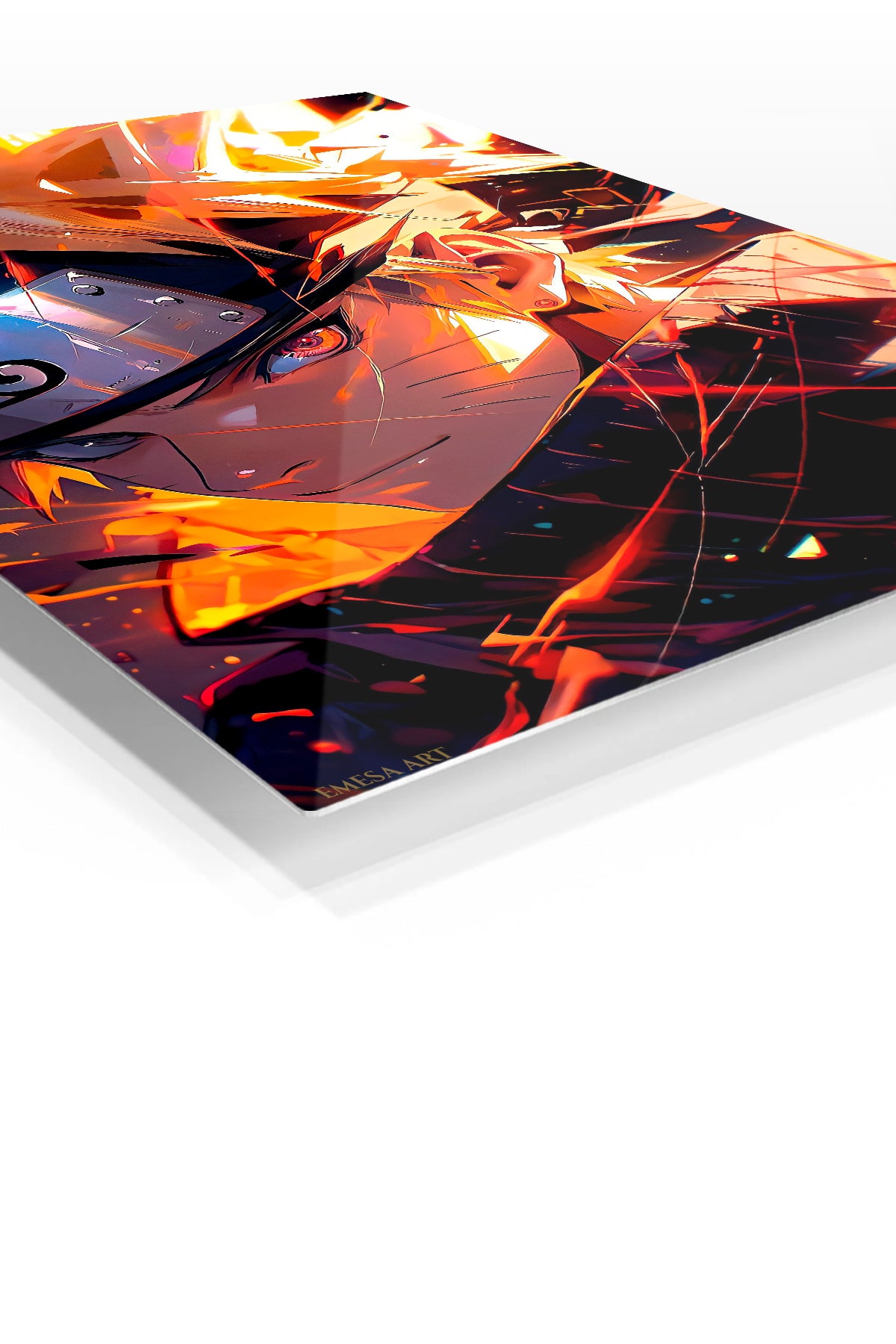 Blazing Ninja Close-Up premium metal wall art – angled view
