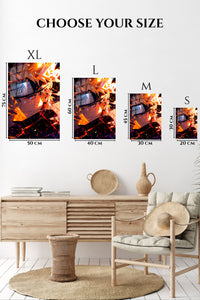 EMESA metal wall art size comparison guide for Blazing Ninja Close-Up