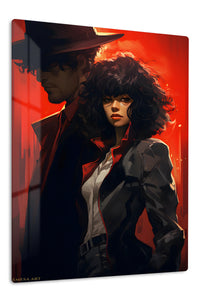 Red Noir Heroine Portrait premium metal wall art – front view