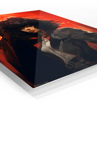 Red Noir Heroine Portrait premium metal wall art – angled view