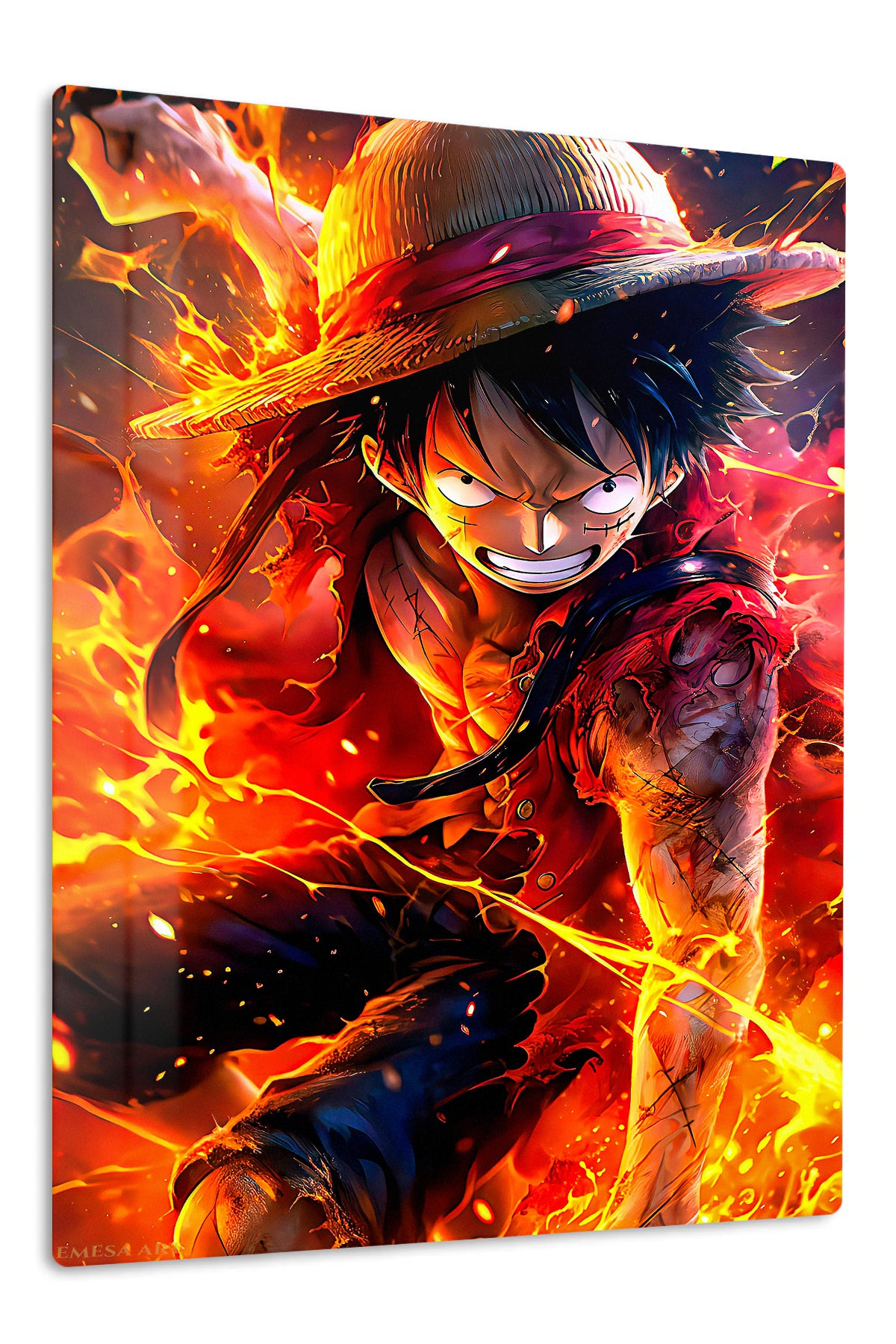 Fiery Straw Hat Adventurer premium metal wall art – front view