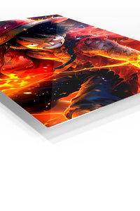 Fiery Straw Hat Adventurer premium metal wall art – angled view