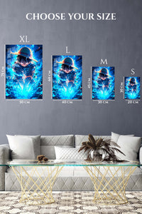 EMESA metal wall art size comparison guide for Blue Energy Straw Hat Hero