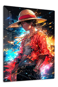 Cosmic Straw Hat Adventurer premium metal wall art – front view