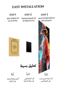 Magnetic mounting installation guide for Cosmic Straw Hat Adventurer metal wall art