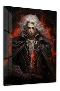 Crimson Gothic Swordsman premium metal wall art – front view