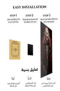 Magnetic mounting installation guide for Crimson Gothic Swordsman metal wall art