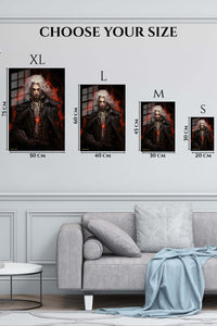 EMESA metal wall art size comparison guide for Crimson Gothic Swordsman