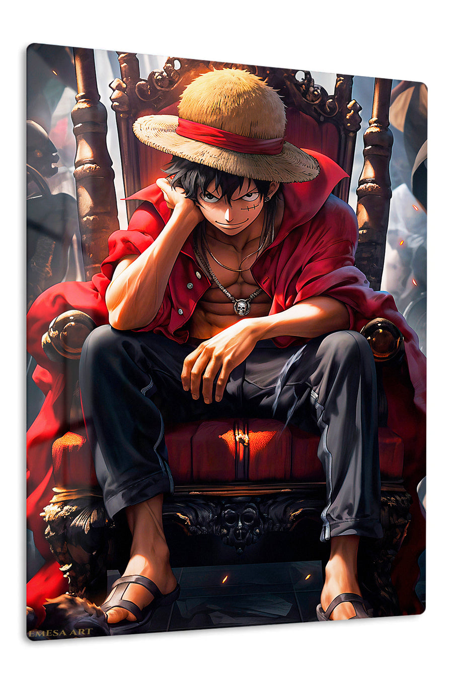 Straw Hat Throne Hero premium metal wall art – front view