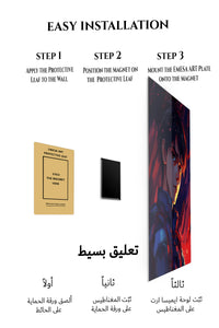 Magnetic mounting installation guide for Scarlet Shadow Warrior metal wall art
