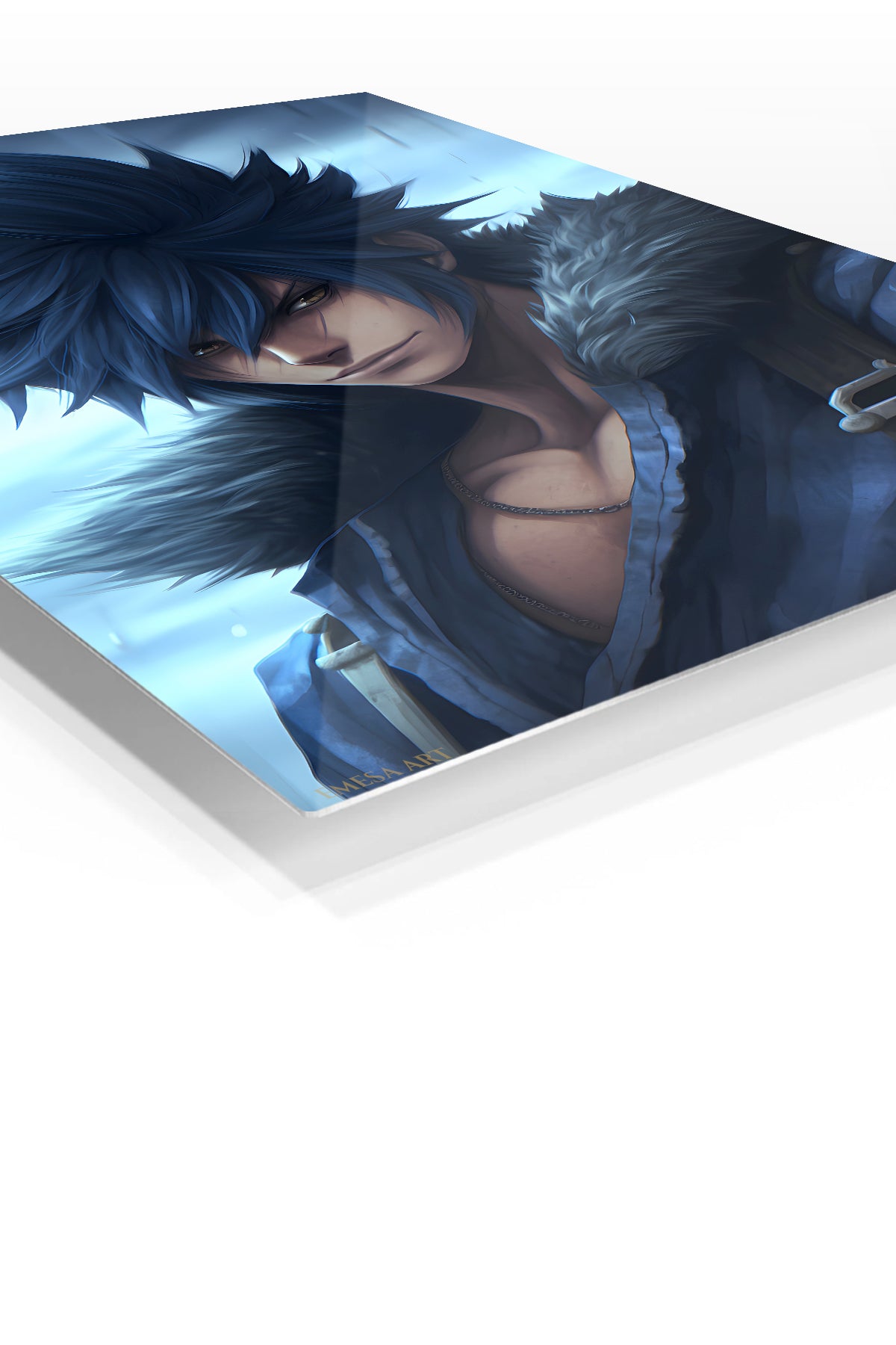 Frostbound Dark Warrior premium metal wall art – angled view