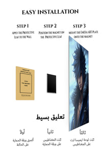 Magnetic mounting installation guide for Frostbound Dark Warrior metal wall art