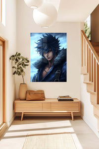 Frostbound Dark Warrior metal wall art displayed in a contemporary living space