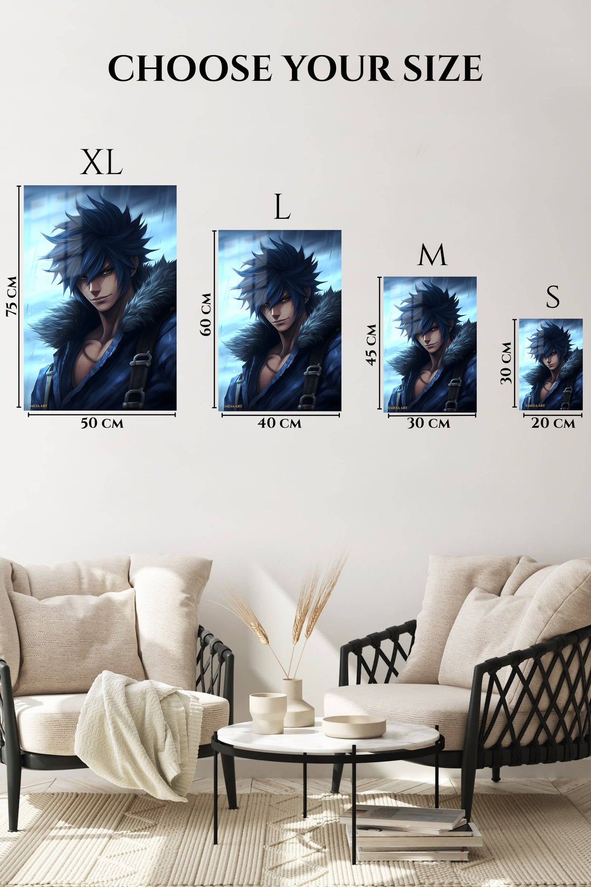 EMESA metal wall art size comparison guide for Frostbound Dark Warrior