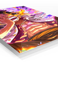 Flame Laughing Hero premium metal wall art – angled view