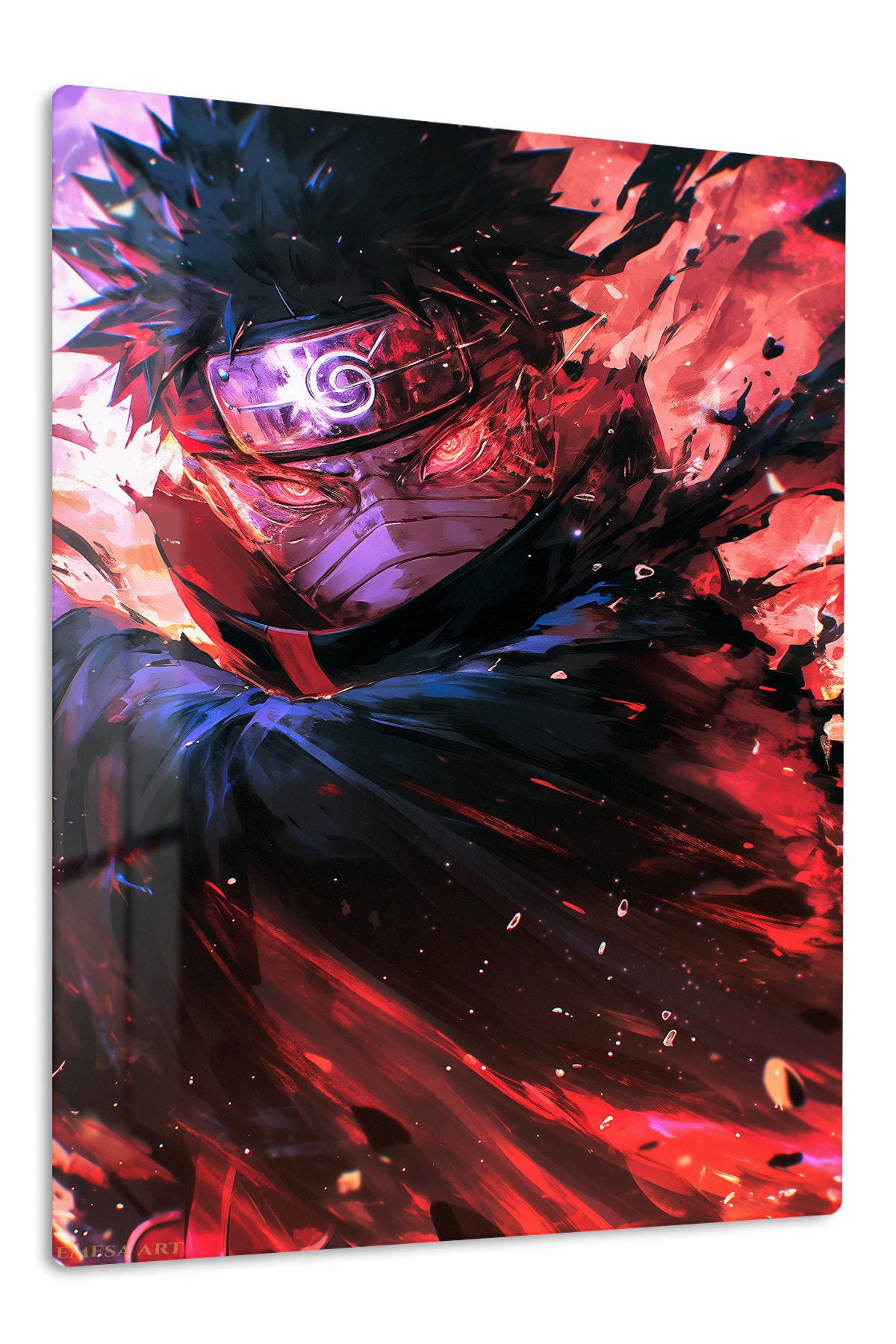 Crimson Masked Ninja premium metal wall art – front view