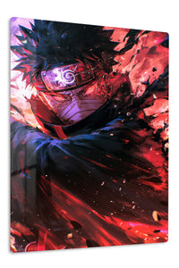 Crimson Masked Ninja premium metal wall art – front view
