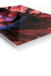 Crimson Masked Ninja premium metal wall art – angled view
