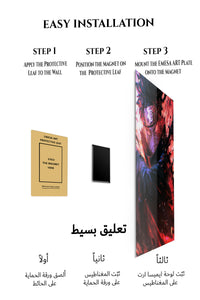 Magnetic mounting installation guide for Crimson Masked Ninja metal wall art
