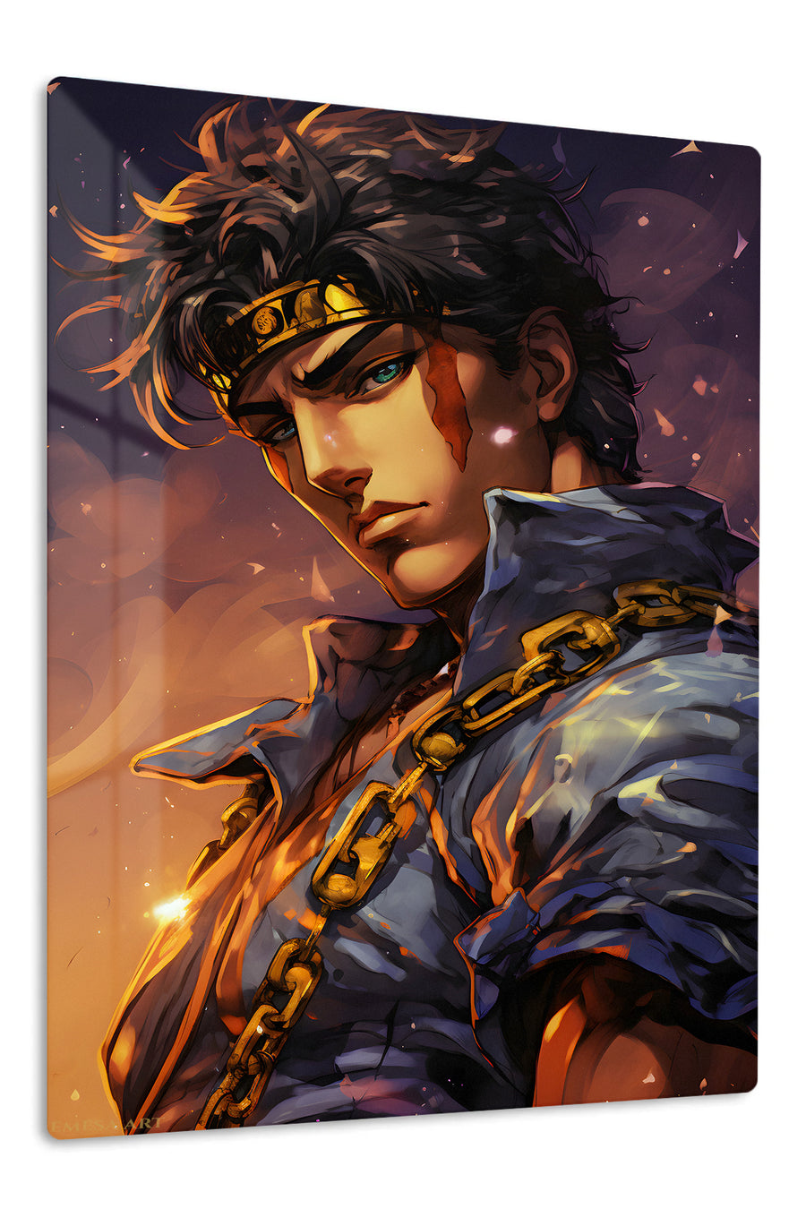 Golden Chain Warrior premium metal wall art – front view