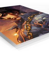 Golden Chain Warrior premium metal wall art – angled view