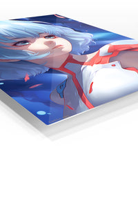 Blue-Haired Celestial Girl premium metal wall art – angled view