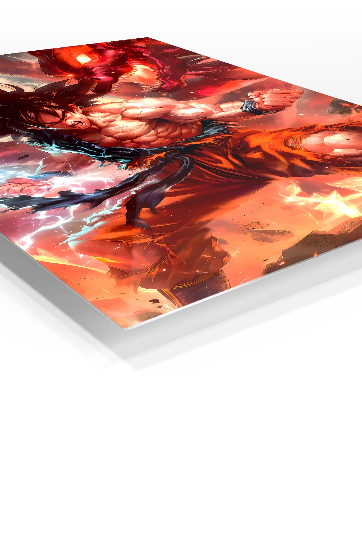 Dragon Flame Warrior premium metal wall art – angled view