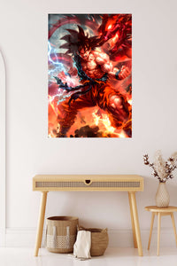 Dragon Flame Warrior metal wall art displayed in a contemporary living space