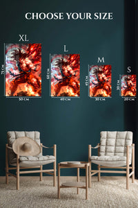 EMESA metal wall art size comparison guide for Dragon Flame Warrior