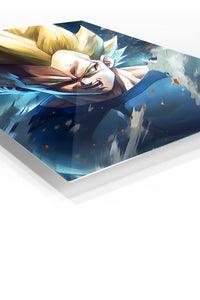 Golden Aura Warrior premium metal wall art Ã¢â‚¬â€œ angled view
