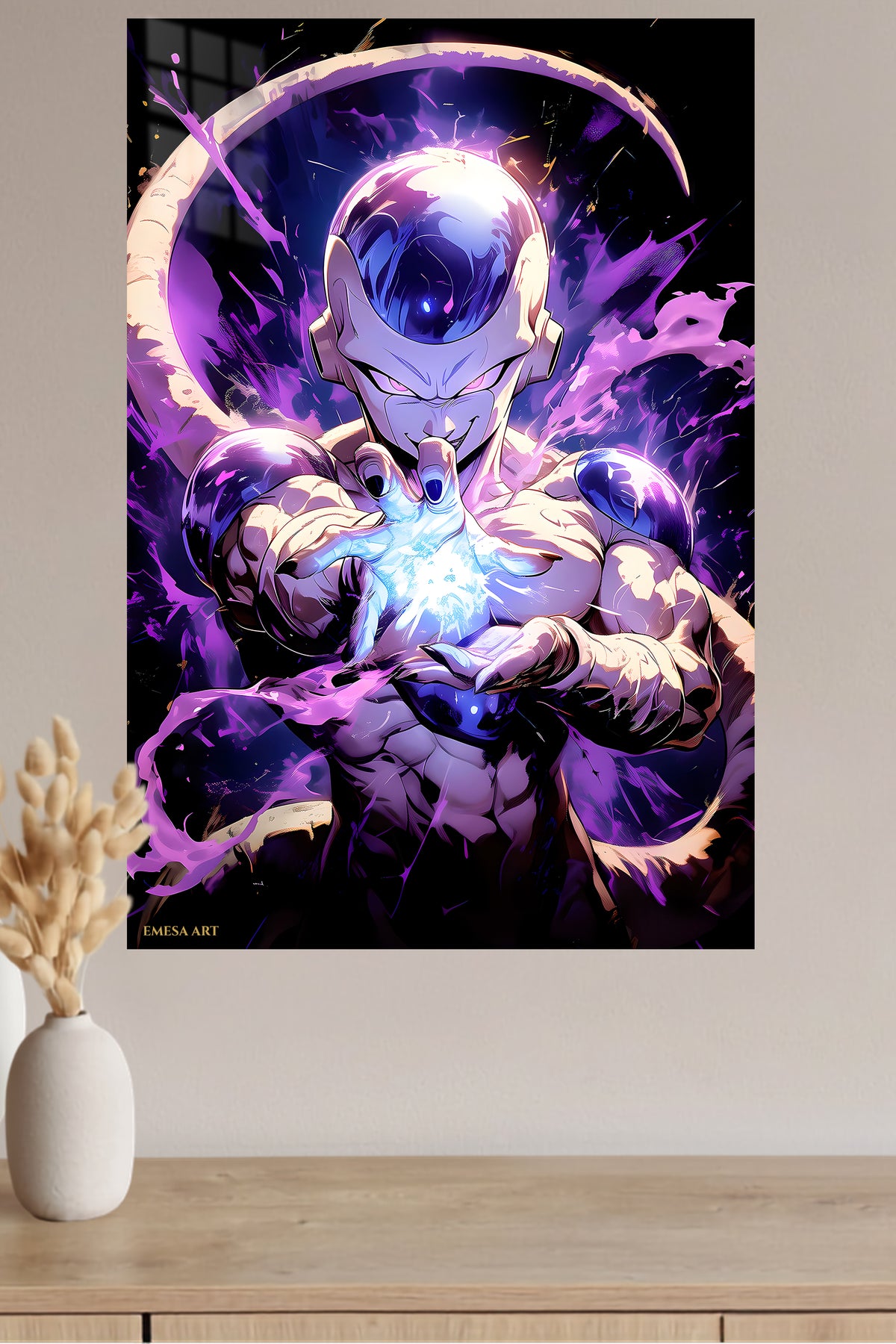 Cosmic Energy Fighter metal wall art displayed in a modern interior