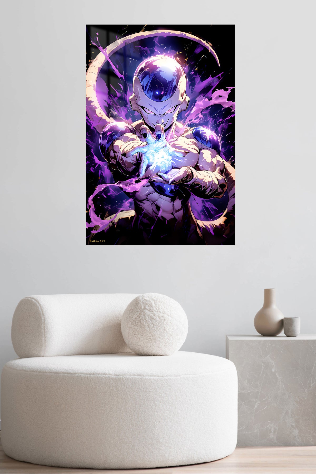 Cosmic Energy Fighter metal wall art displayed in a contemporary living space