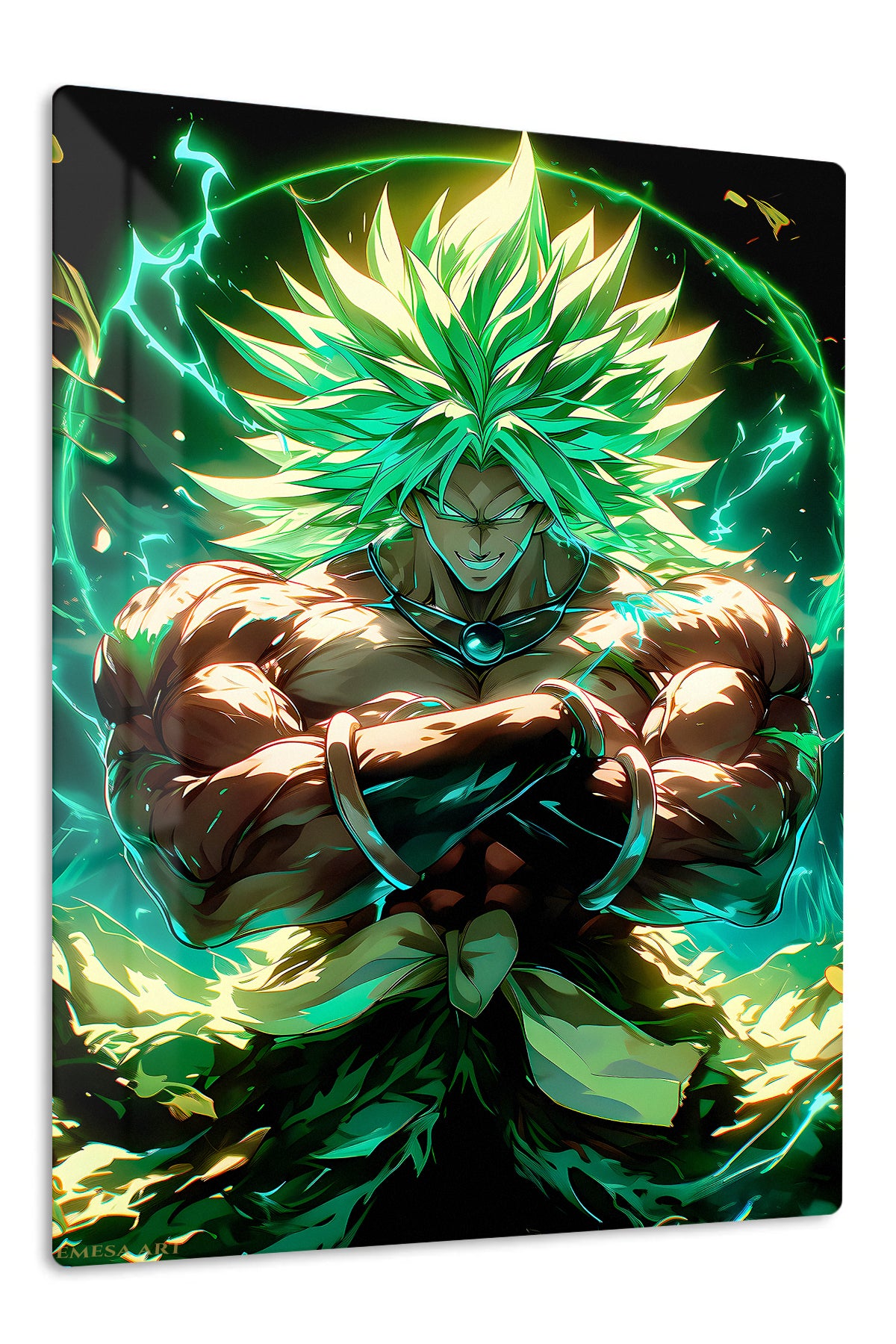 Emerald Aura Warrior premium metal wall art Ã¢â‚¬â€œ front view