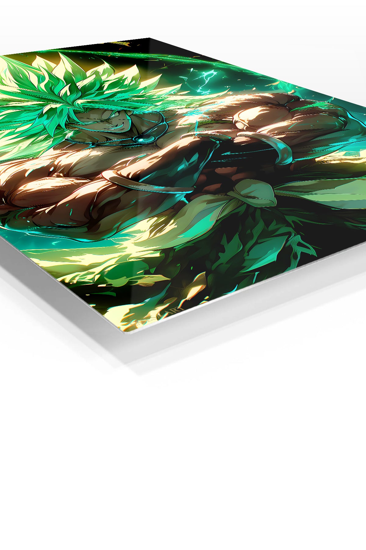 Emerald Aura Warrior premium metal wall art Ã¢â‚¬â€œ angled view