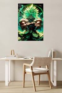 Emerald Aura Warrior metal wall art displayed in a contemporary living space