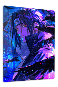 Neon Raven-Eyed Warrior premium metal wall art Ã¢â‚¬â€œ front view