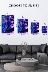 EMESA metal wall art size comparison guide for Neon Raven-Eyed Warrior