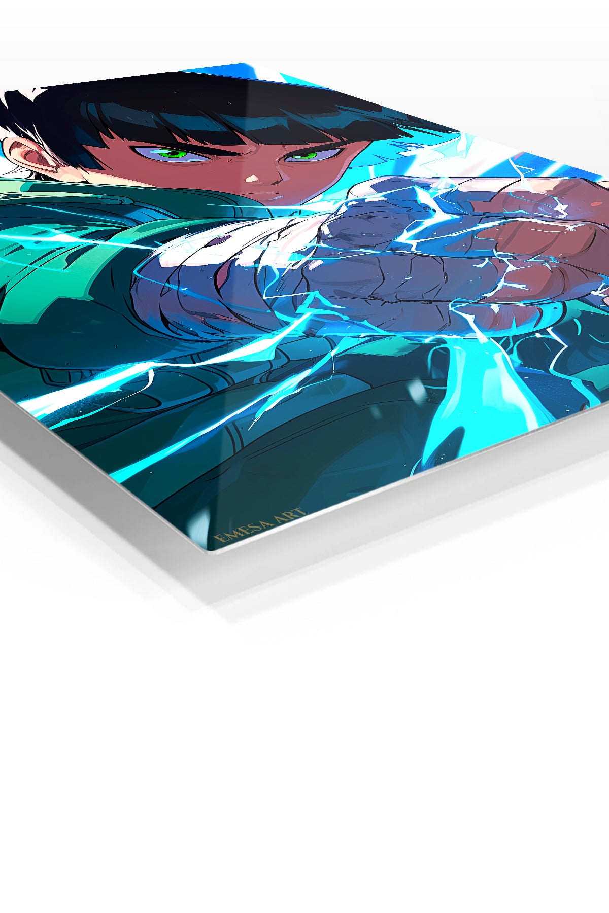 Electric Fist Warrior premium metal wall art Ã¢â‚¬â€œ angled view