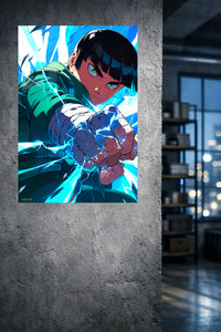 Electric Fist Warrior metal wall art displayed in a modern interior