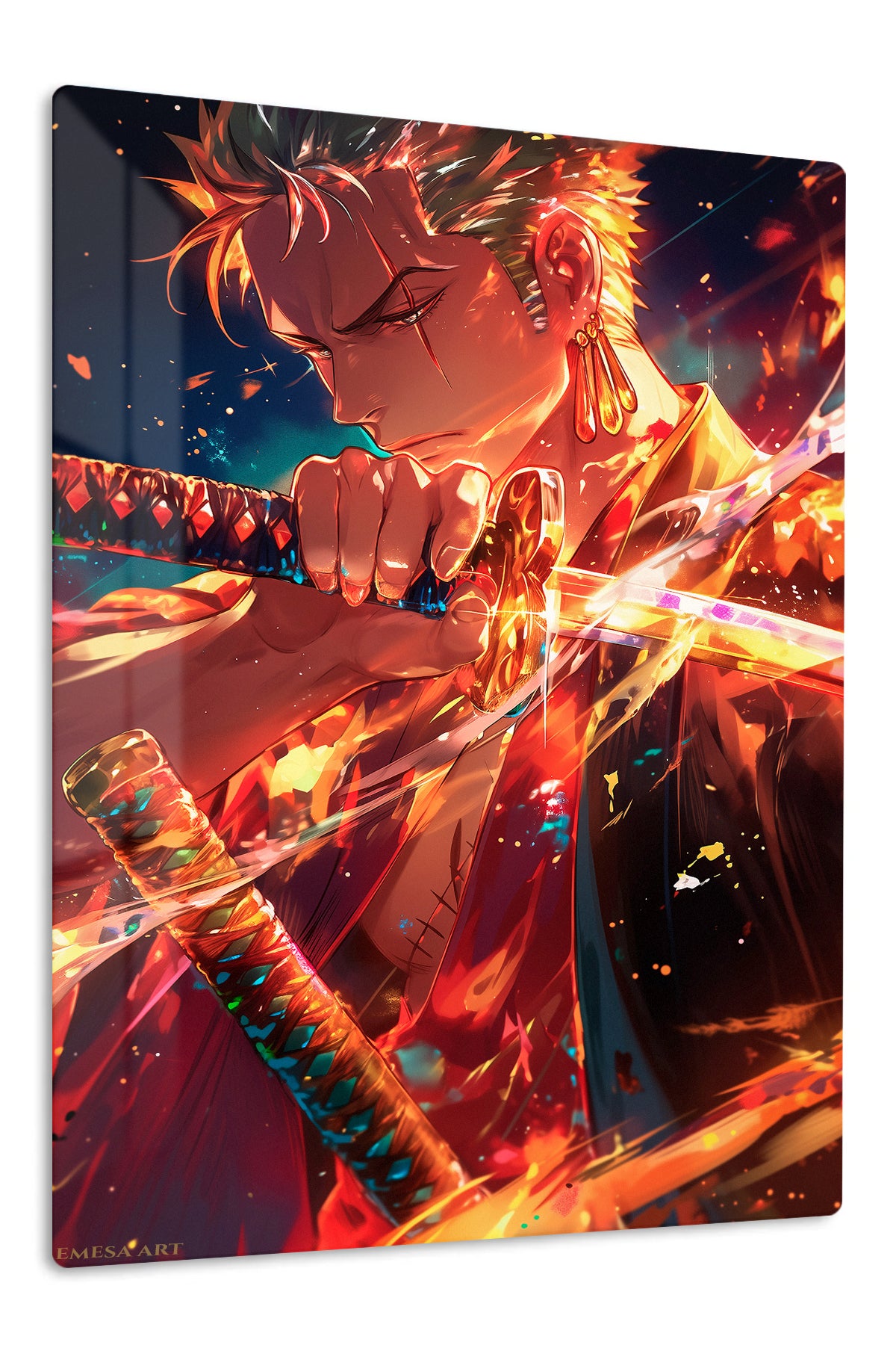 Ember Blade Warrior premium metal wall art Ã¢â‚¬â€œ front view