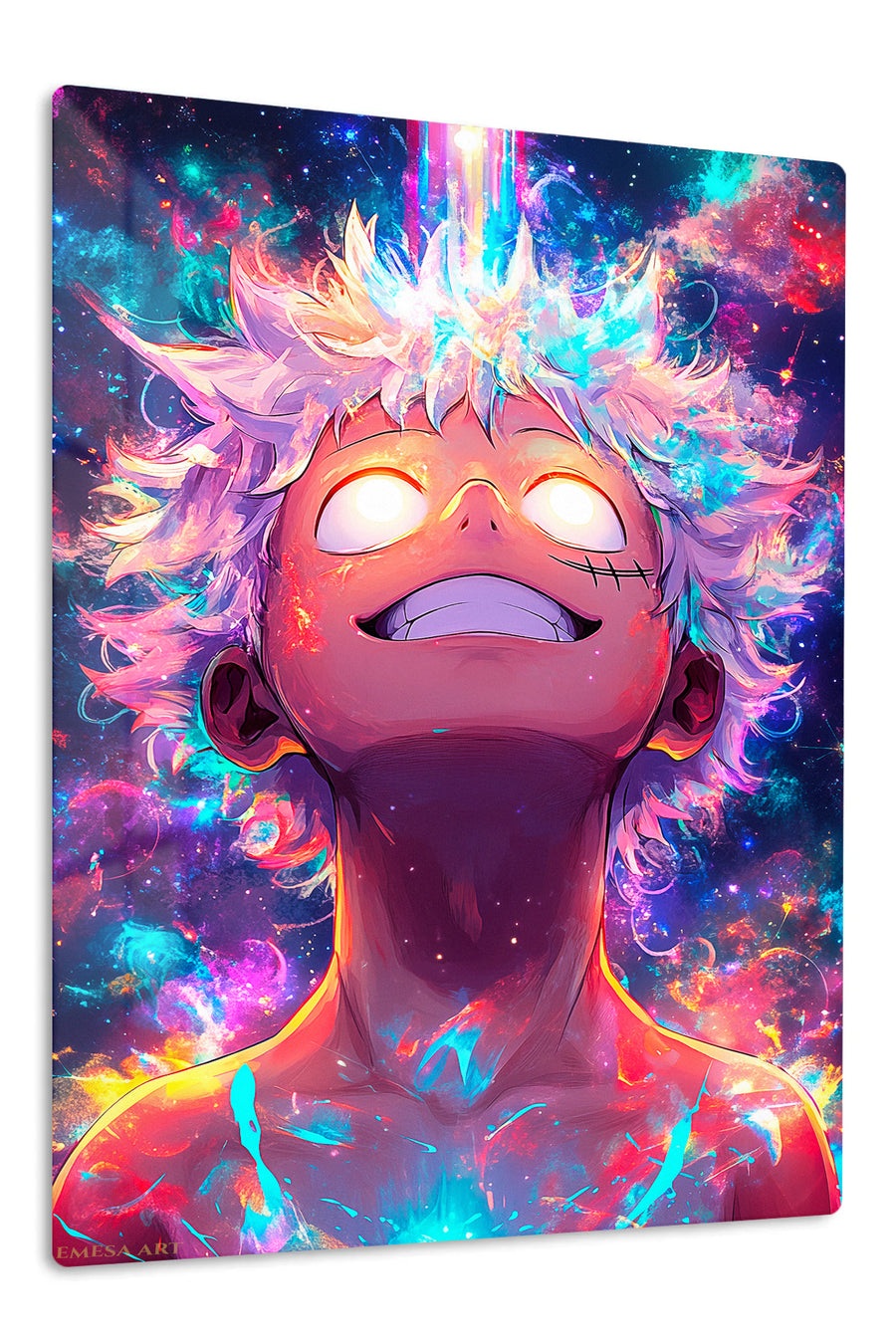 Cosmic Awakening Portrait premium metal wall art Ã¢â‚¬â€œ front view