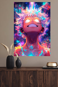 Cosmic Awakening Portrait metal wall art displayed in a modern interior